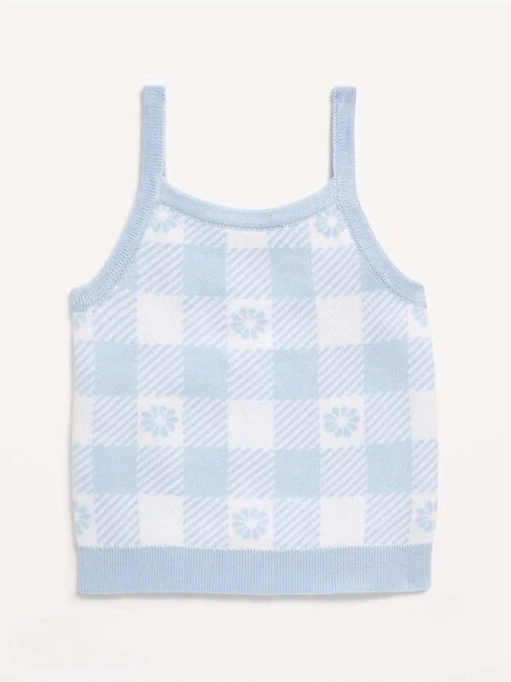 Old Navy | Light Blue and White Plaid Knit Sweater Tank Top, Girls Medium (8)